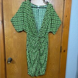 Liliana Geometric Green Midi Dress